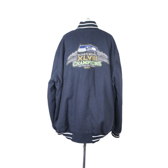 NFL Seahawks Super Bowl Champions wool blend snap button front letter jacket - Picture 3 of 14